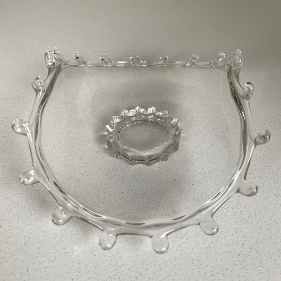 *Chipped* Curlicue Edge Curved Glass Footed Candy Dish [Free If You Bundle $25+] - Picture 5 of 9